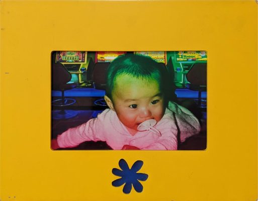 Found frames, mixed media, installed on wall dimensions variable